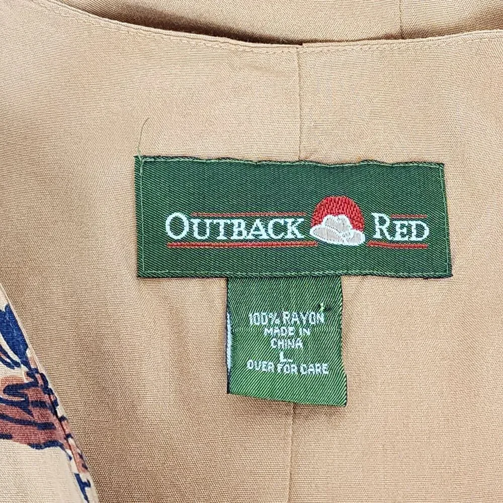 Outback Red Vintage Bird Pattern Tan Vest Size L - Picture 5 of 8